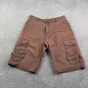 Vintage Bugle Boy Shorts Mens 34 (Fits 33) Brown Canvas Cargo Utility 90s Y2K